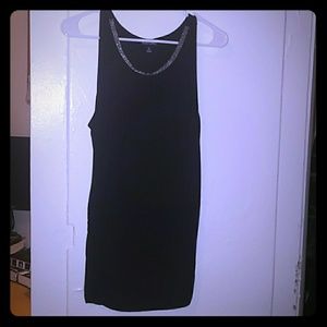 Black tank top with silver accented neckline